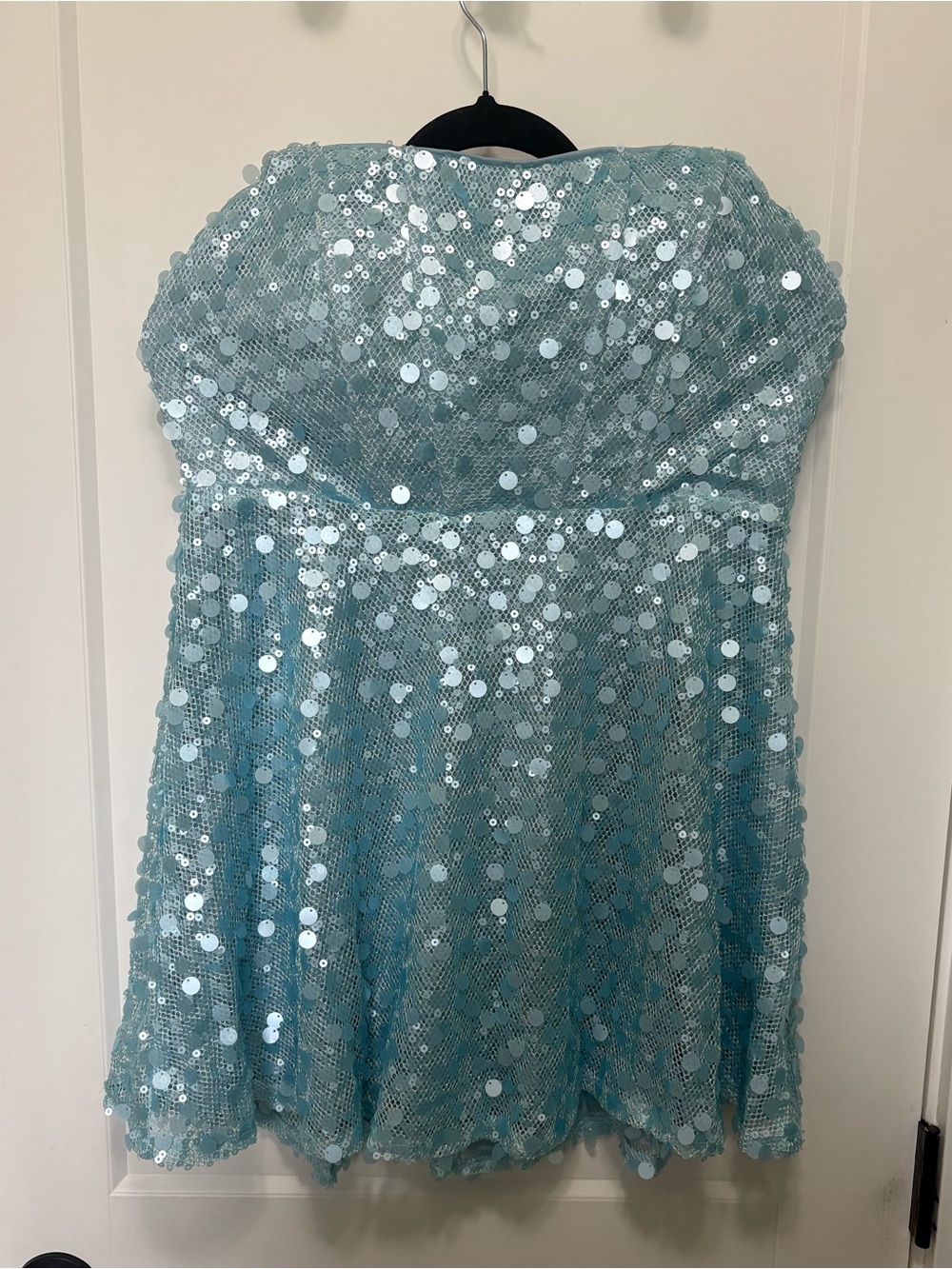 Icy Blue Sequin Strapless Party Dress | Size Large | Homecoming Prom Cocktail